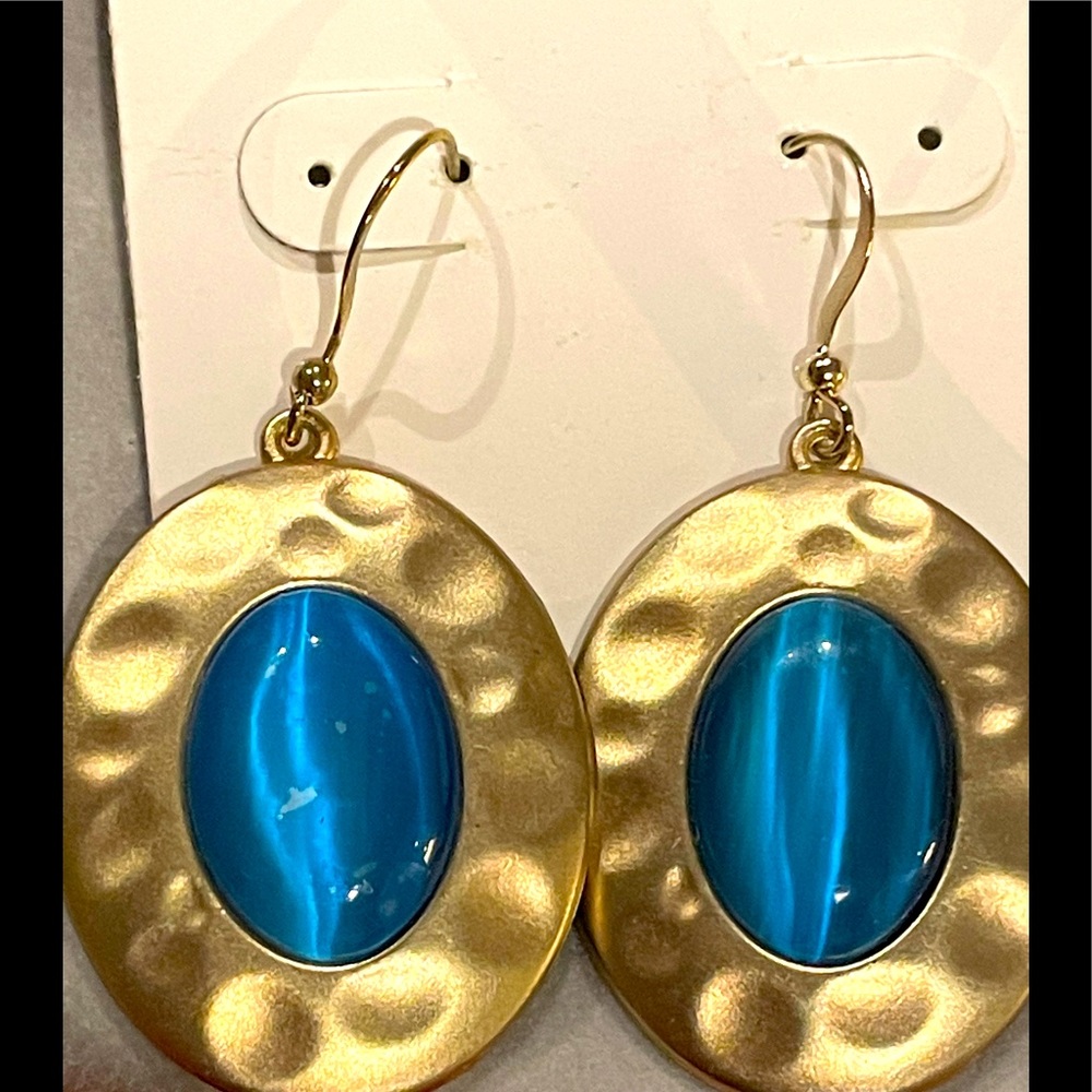 Earrings-gold and turquoise